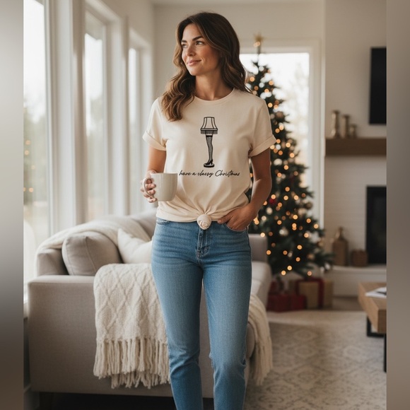 NEW•XL-2X•Classy Christmas Leg Lamp Top - Picture 1 of 14